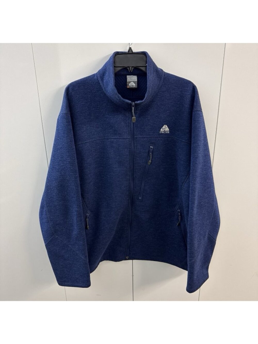 Vintage Nike ACG Jacket Mens XL Blue Wool Blend Fleece Full Zip Hiking Outdoor